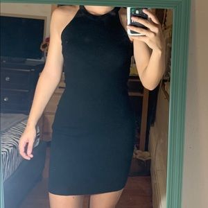 Black Cutout Ribbed Knit Dress